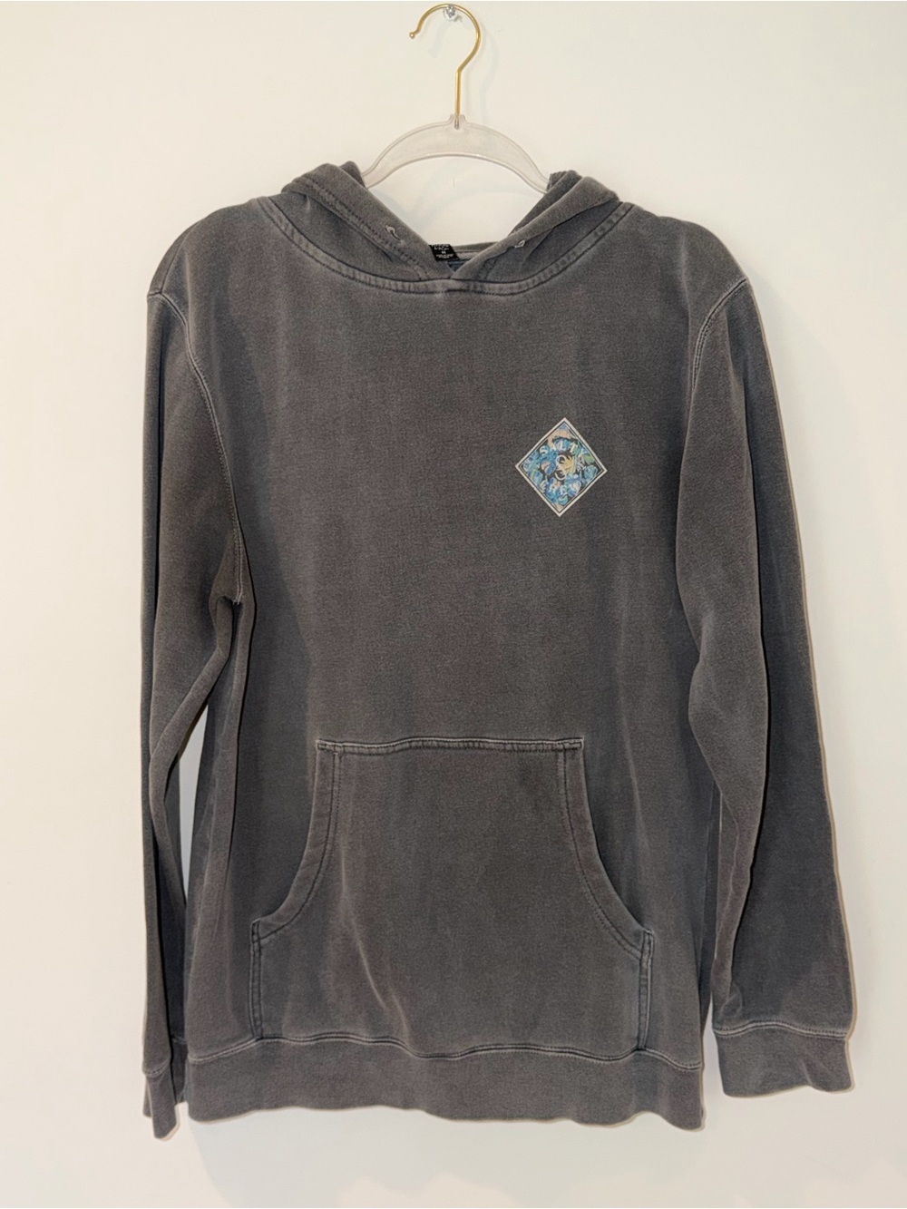Salty Crew Charcoal Grey Pullover Hoodie with Small Blue Graphic